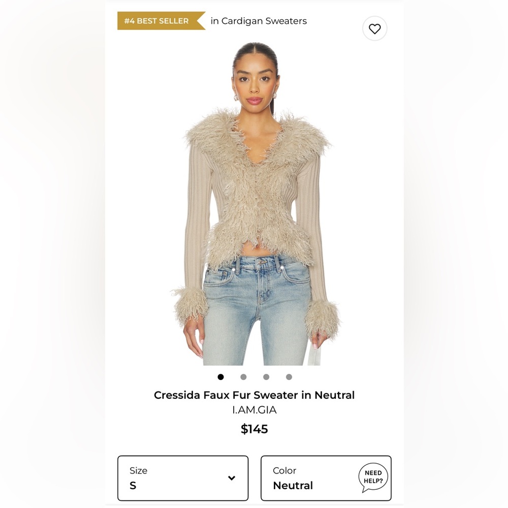 I.AM.GIA Cressida Faux Fur Sweater in Neutral Beige